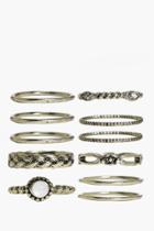 Boohoo Isabelle Skinny Mixed Design Ring Pack Gold
