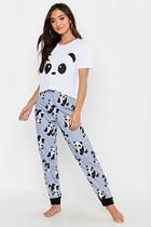 Boohoo Petite Panda Printed Pj Trouser Set