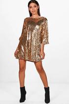 Boohoo Boutique Emma Sequin Wide Pleat Shift Dress