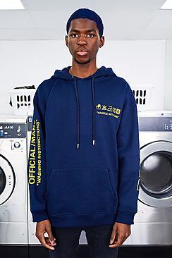 Boohoo Man Care Label Oversized Sleeve Print Hoodie