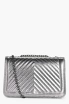 Boohoo Laura Quilted Metallic Cross Body Bag Pewter