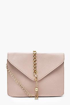 Boohoo Kerry Crosshatch Chain Tassel Cross Body