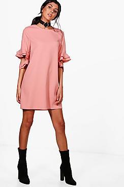 Boohoo Esther Ruffle Sleeve Shift Dress