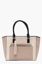Boohoo Colour Block Tote With Detachable Clutch