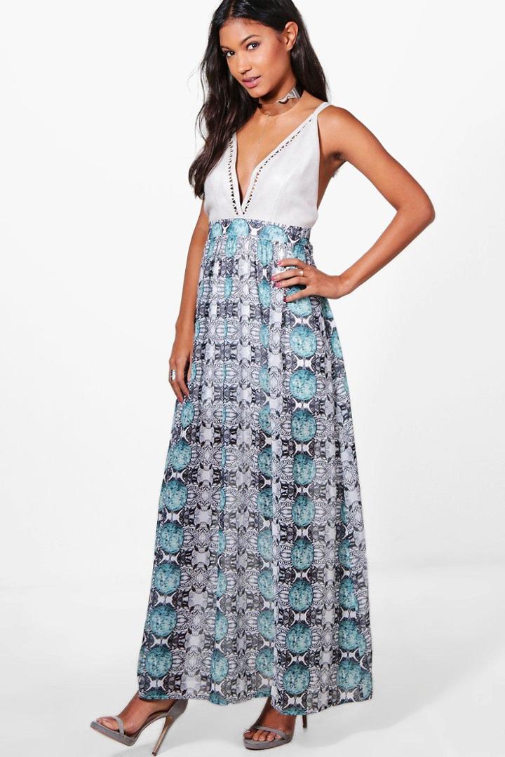 Boohoo Eloise Metal Choker Maxi Dress Grey
