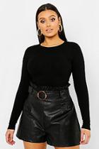 Boohoo Plus High Waist Belted Pu Shorts