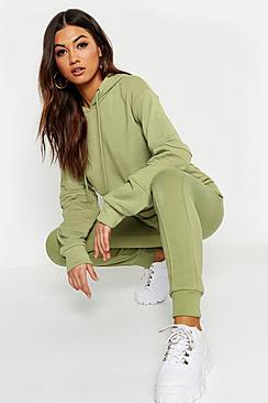 Boohoo Rib Detail Hooded Zipped Sweat