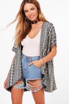 Boohoo Rosie Printed Kimono Black