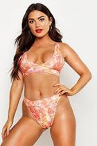 Boohoo Snake Triangle High Leg Bikini