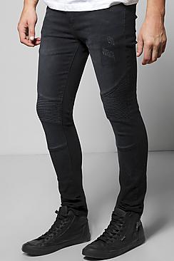 Boohoo Distressed Skinny Biker Jeans