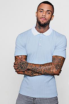 Boohoo Muscle Fit Ribbed Polo
