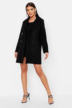 Boohoo Mock Horn Button Wool Look Coat