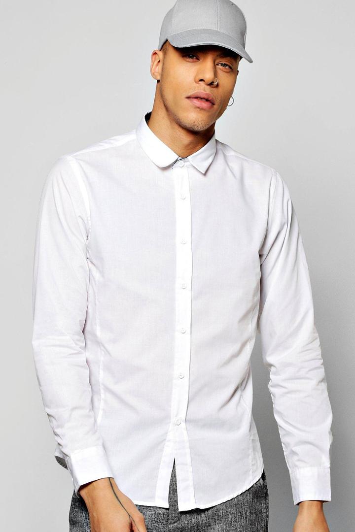 Boohoo Long Sleeve Poplin Shirt White