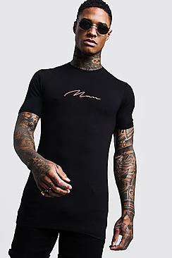 Boohoo Muscle Fit Pink Man Signature T-shirt