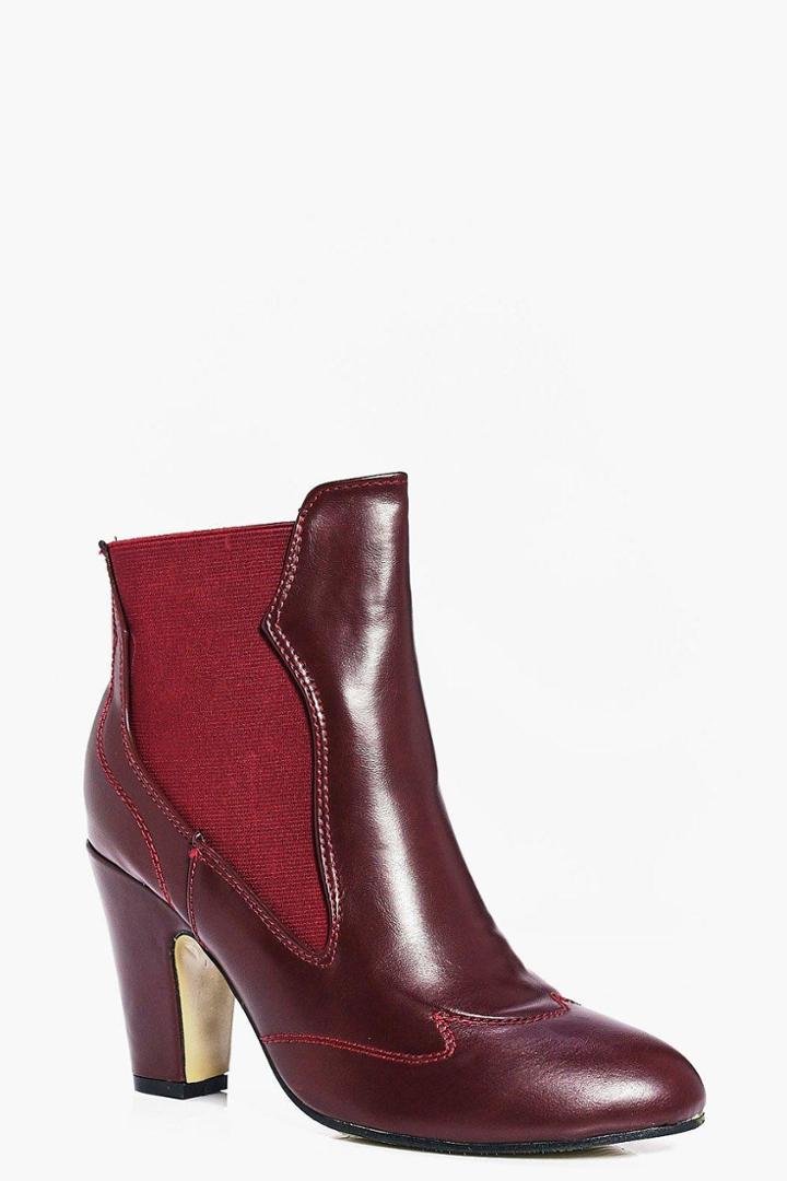 Boohoo Olivia Pull On Western Chelsea Boot Burgundy