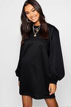 Boohoo Balloon Sleeve Oversized Sweatshirt Dress