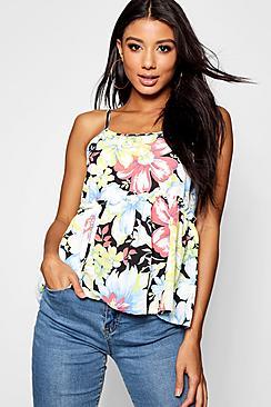 Boohoo Melissa Woven Floral Print Peplum Cami