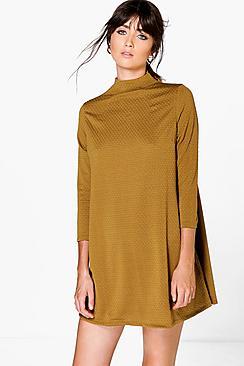 Boohoo Carmen High Neck Shift Dress