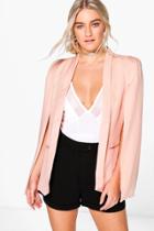 Boohoo Lily Woven Tailored Cape With Lapel Nude