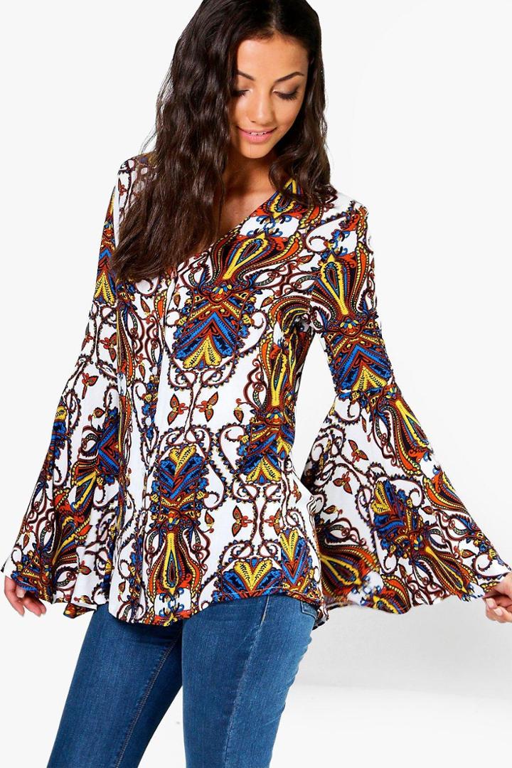 Boohoo Tall Octovia Paisley Print Button Floral Shirt Multi