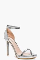 Boohoo Rose Platform Glitter Sole Sandal Silver
