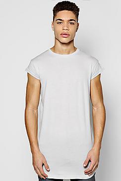 Boohoo Longline Loose Fit Cap Sleeve T Shirt