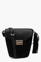 Boohoo Katy Suedette & Lock Bucket Bag