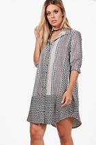 Boohoo Plus Tina Geo Print Shirt Dress