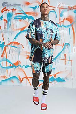 Boohoo Quavo Oversized Tie Dye T-shirt & Short Set
