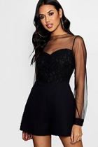 Boohoo All Over Lace Button Detail Playsuit