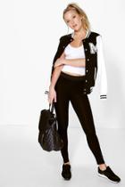Boohoo Charlie Basic Contrast Waist Band Leggings Black