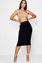 Boohoo Helena All Over Ruched Midi Skirt