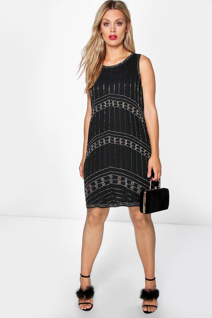 Boohoo Plus Chelsea Sequin Shift Dress Black