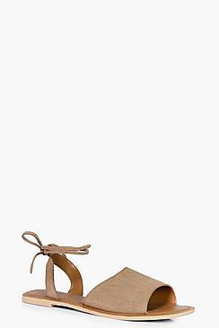 Boohoo Katie Suede Peeptoe Wrap Ankle Strap Sandal