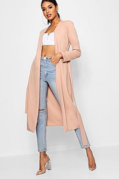 Boohoo Rosie Ruched Waist Maxi Duster Jacket