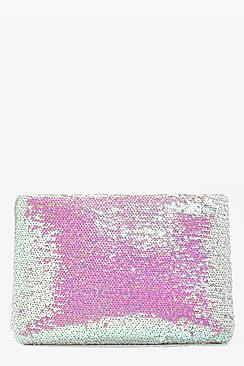 Boohoo Aleena Mermaid Sequin Zip Top Clutch Bag