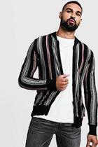 Boohoo Striped Knitted Bomber Jacket
