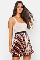 Boohoo Striped Satin Mini Skirt