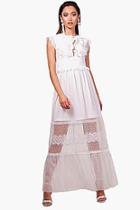 Boohoo Boutique Fay Dobby And Mesh Maxi Dress