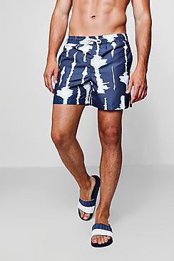 Boohoo Navy Tie Dye Swim Shorts