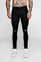 Boohoo Super Skinny Ripped Knee Jeans With Aztec Tape