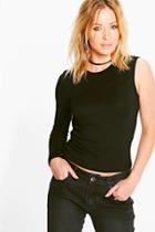 Boohoo Amanda One Sleeve Top Black