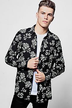 Boohoo Long Sleeve Floral Shirt