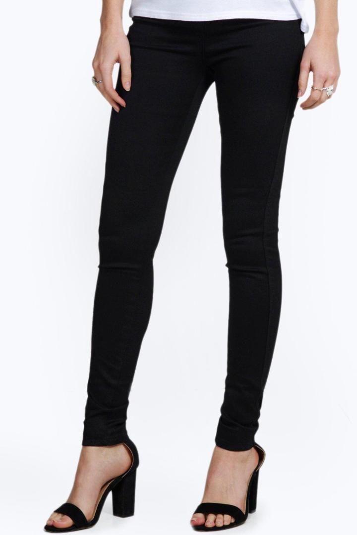Boohoo Jesse Mid Rise Skinny Jeans Black