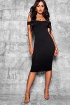 Boohoo Jessica Off The Shoulder Curved Neckline Midi Dress