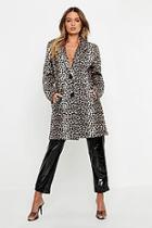 Boohoo Leopard Wool Look Coat