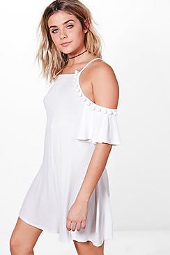 Boohoo Oana Off Shoulder Crochet Trim Playsuit