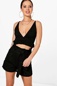 Boohoo Petite Freya Utility Tie Waist Woven Short