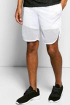 Boohoo Mesh Runner Shorts With Mono Stripe White