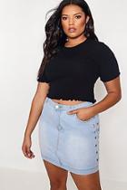 Boohoo Plus Clara Lettuce Hem Rib Crop Top